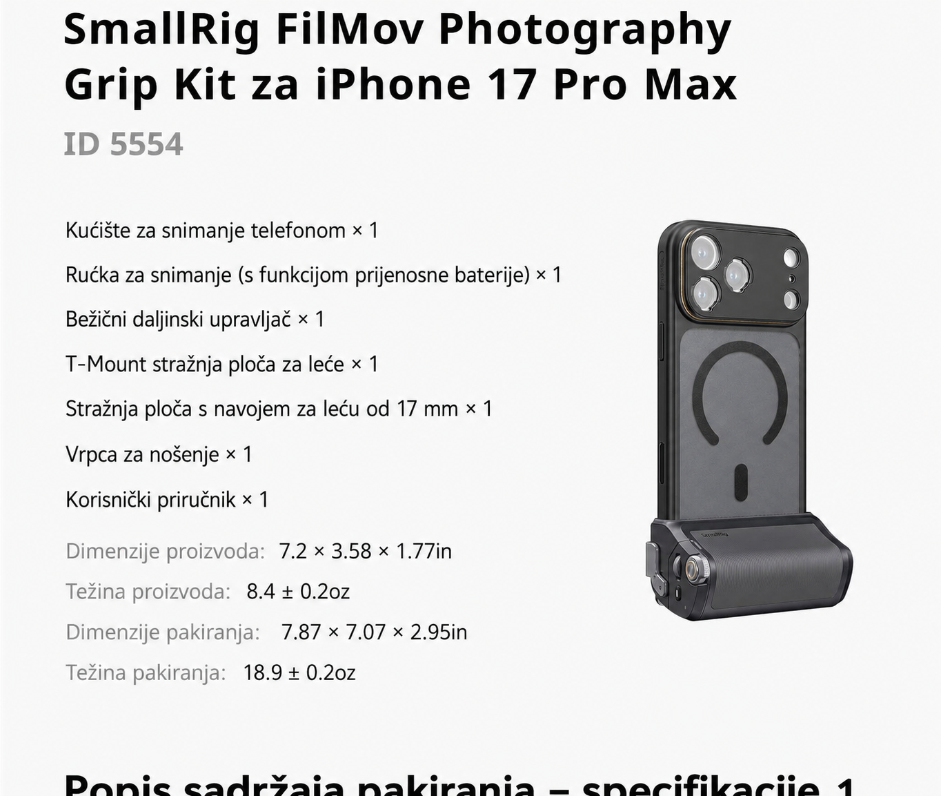 SmallRig FilMov Photography Grip Kit 5554 - hrvatski dio 11 od 15