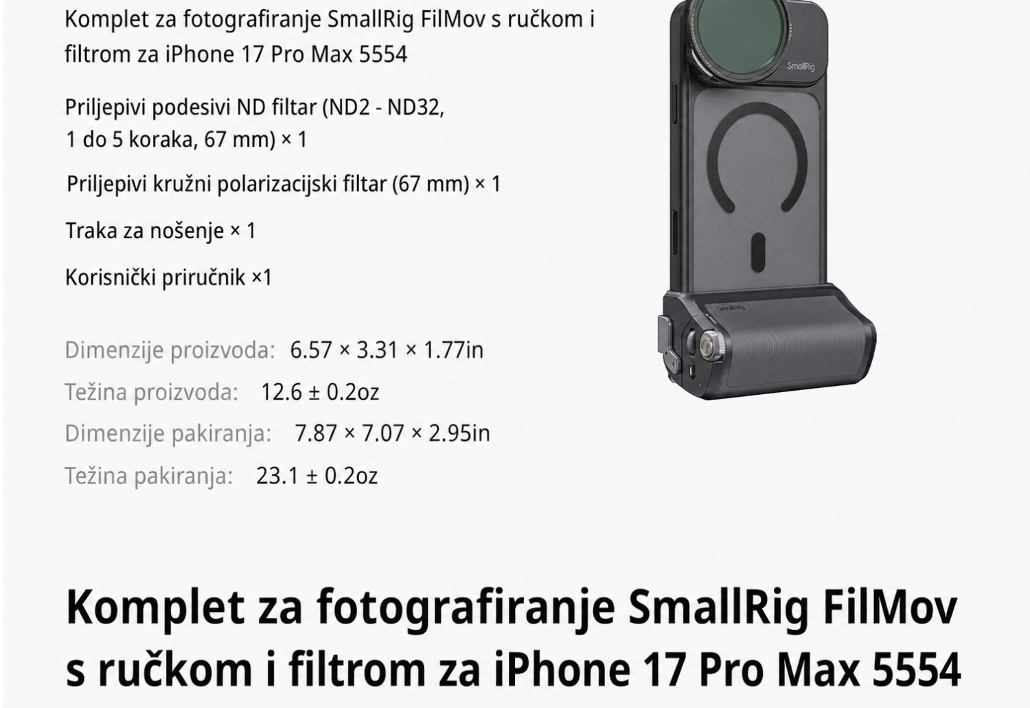SmallRig FilMov Photography Grip Kit 5554 - hrvatski dio 14 od 15