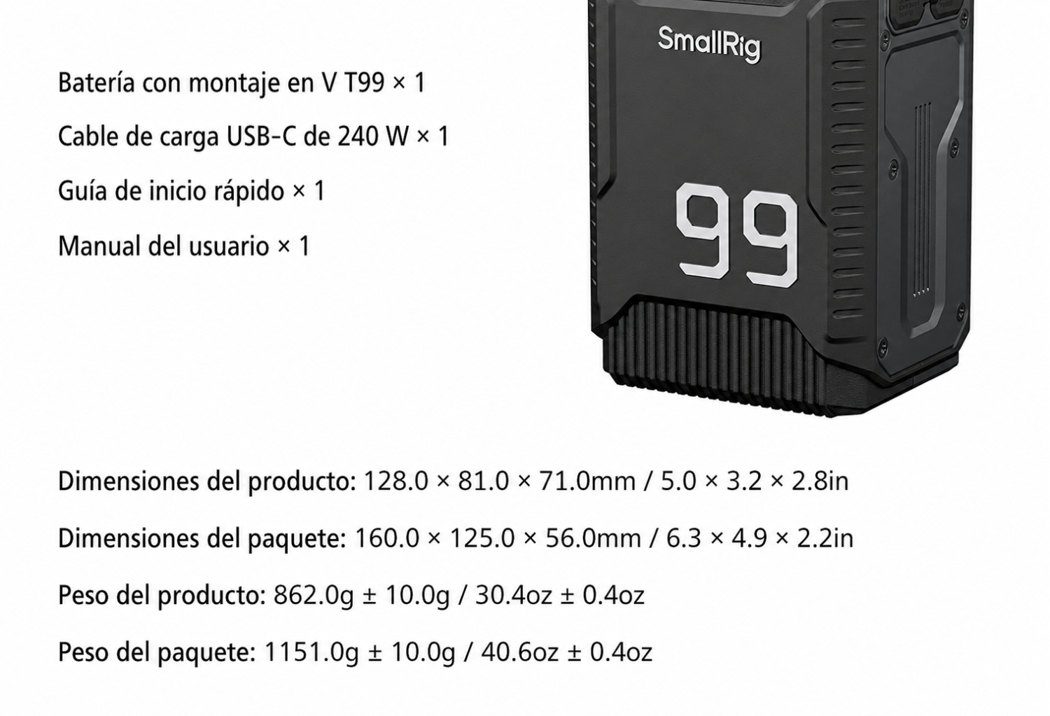 SmallRig T99 V-Mount Battery 5864 – parte en español 14 de 14