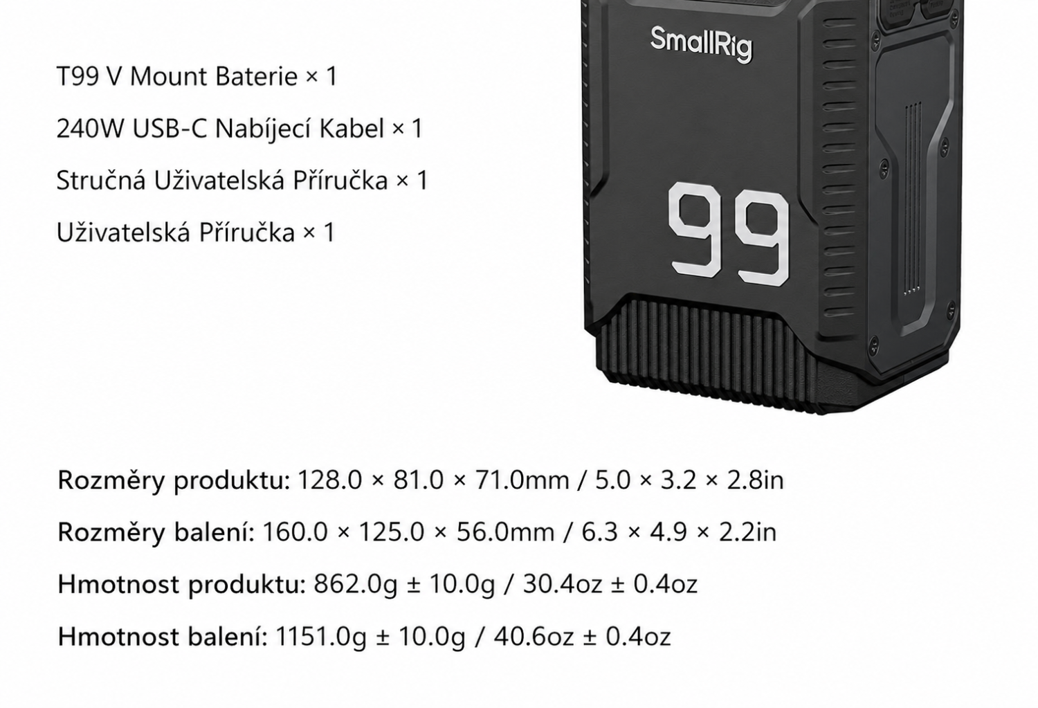 SmallRig T99 V-Mount Battery 5864 – česká část 14 z 14