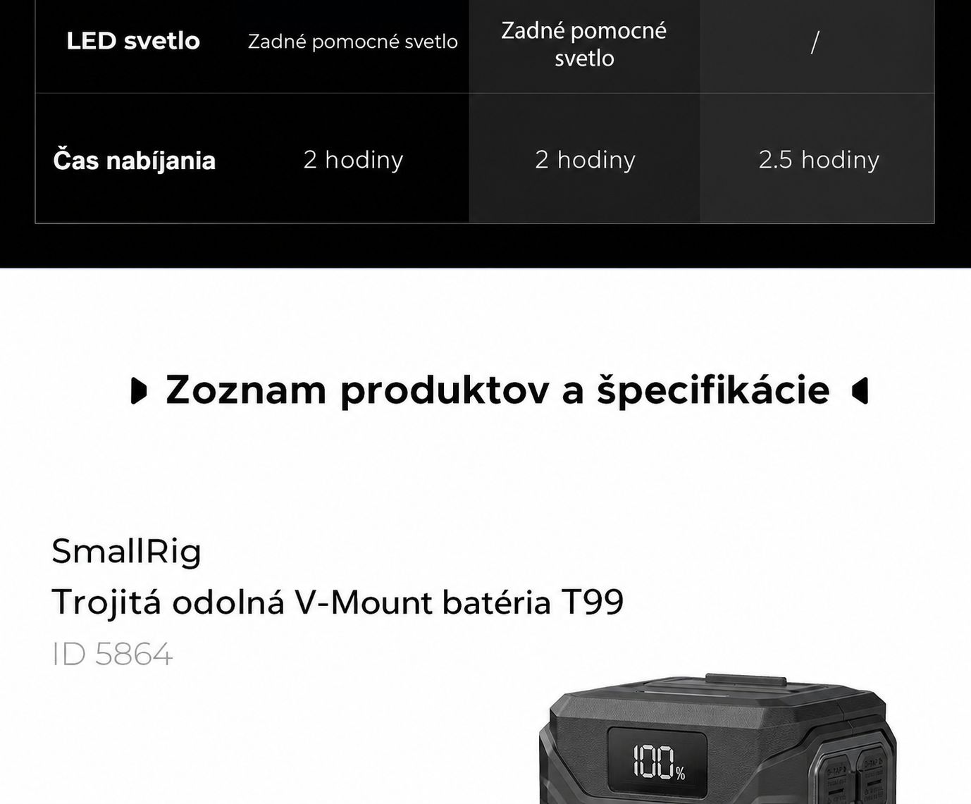 SmallRig T99 V-Mount Battery 5864 – slovenská časť 13 zo 14