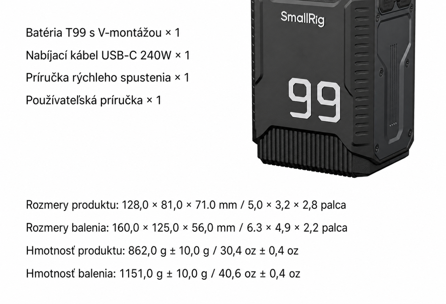 SmallRig T99 V-Mount Battery 5864 – slovenská časť 14 zo 14