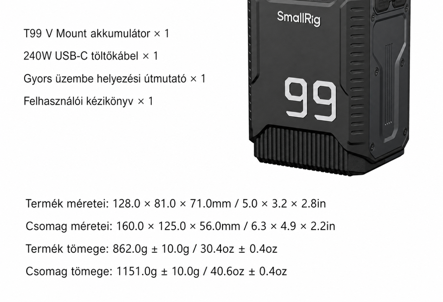 SmallRig T99 V-Mount Battery 5864 – magyar 14/14