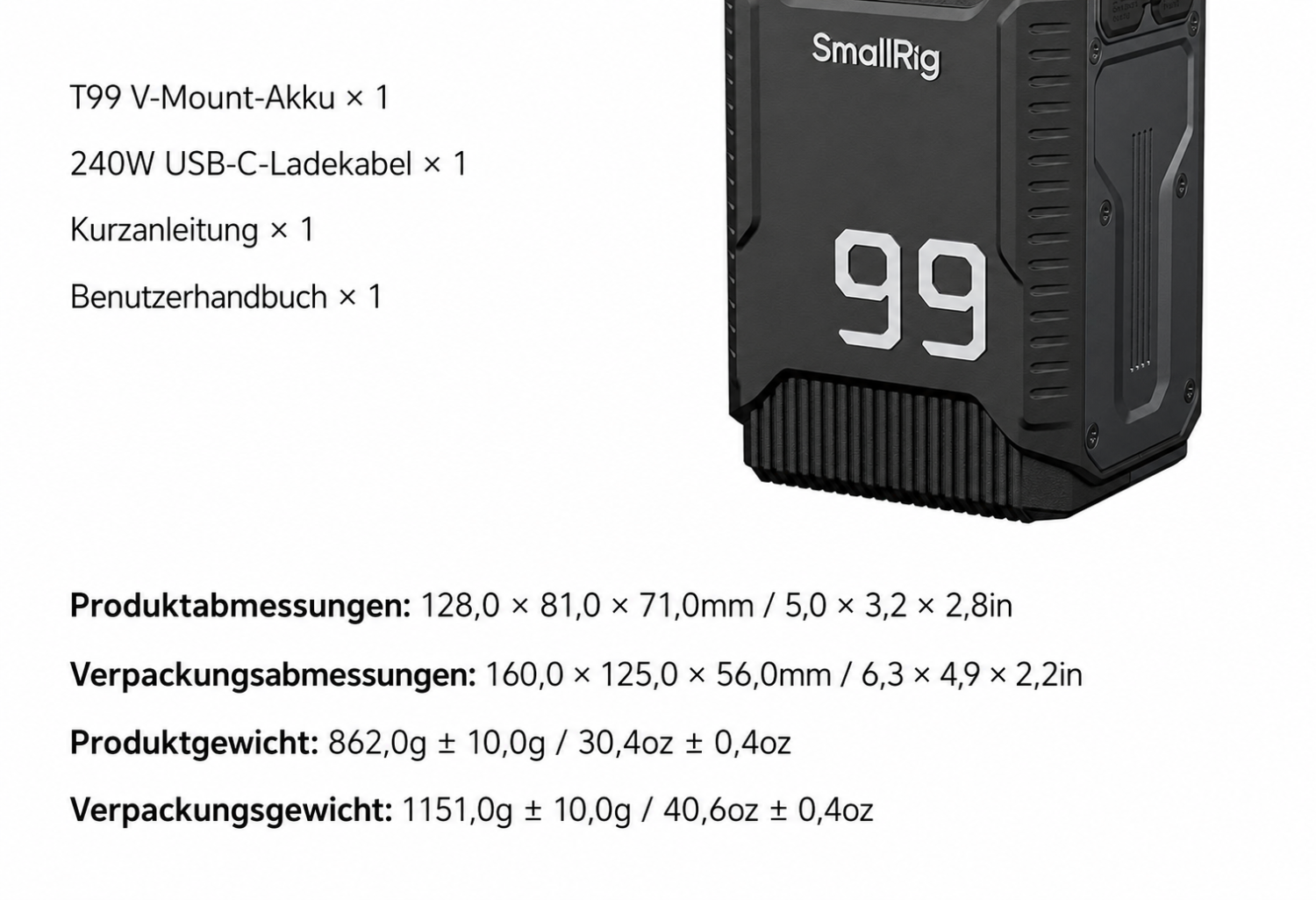 SmallRig T99 V-Mount Battery 5864 – deutscher Abschnitt 14 von 14