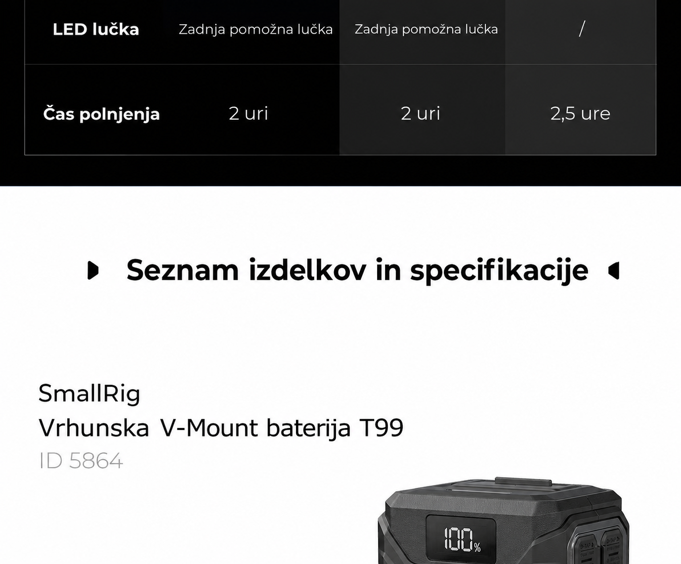 SmallRig T99 V-Mount Battery 5864 – slovenski del 13 od 14
