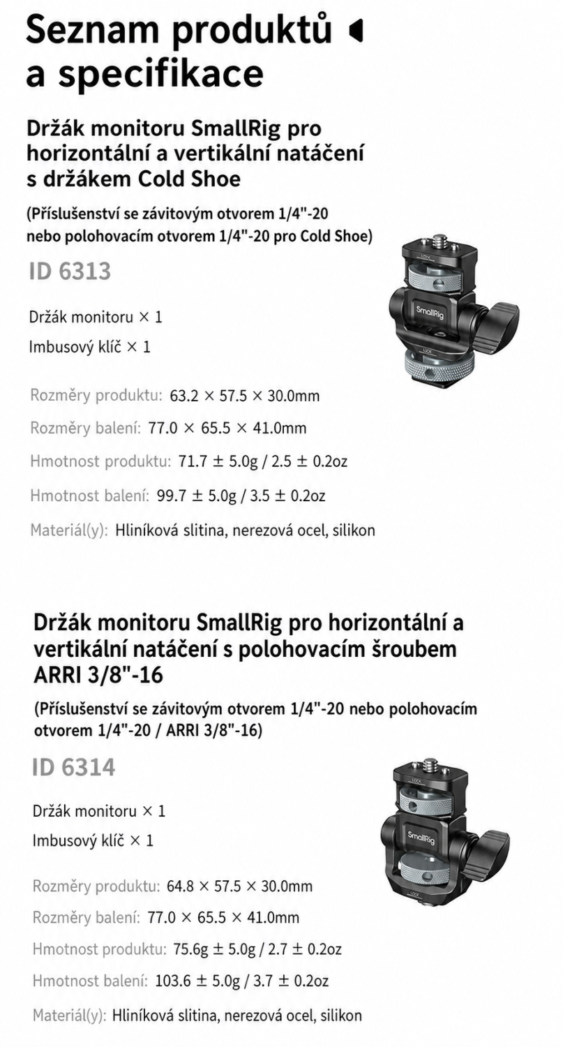 SmallRig Support Kit for Vertical Shooting 6316 – česká infografika 9