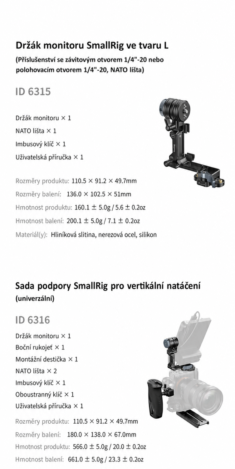 SmallRig Support Kit for Vertical Shooting 6316 – česká infografika 10
