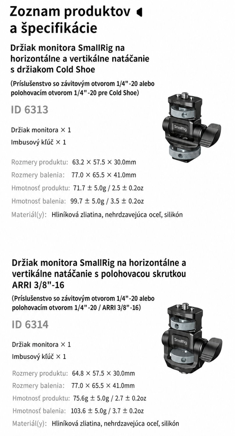 SmallRig Support Kit for Vertical Shooting 6316 – slovenská infografika 9