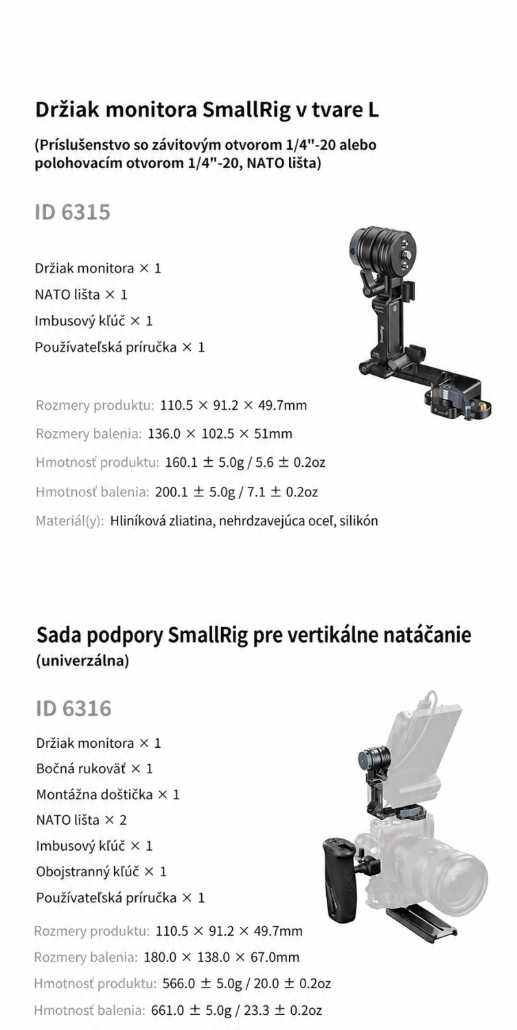 SmallRig Support Kit for Vertical Shooting 6316 – slovenská infografika 10