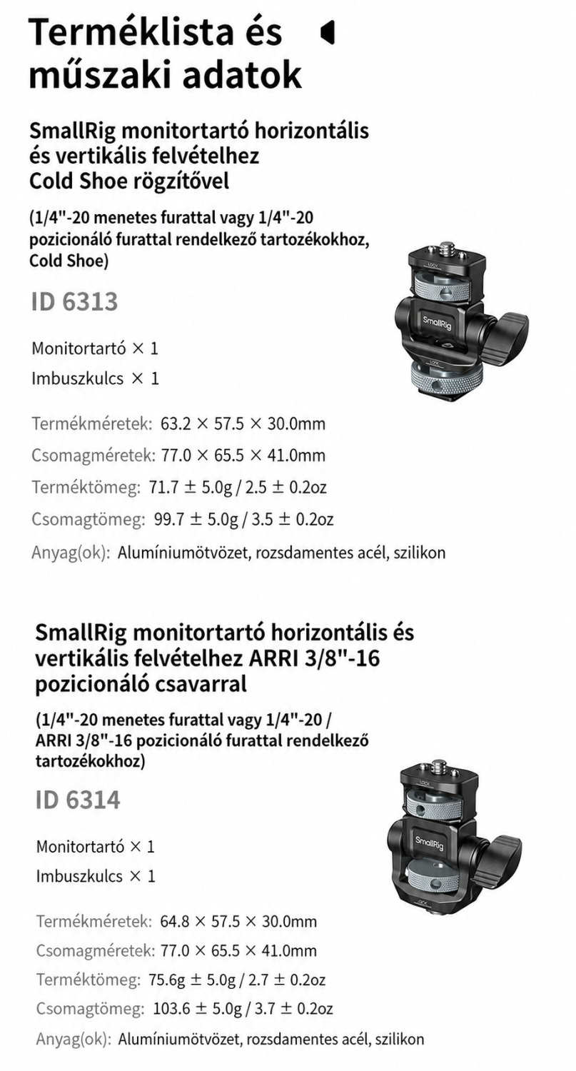 SmallRig Support Kit for Vertical Shooting 6316 – magyar infografika 9