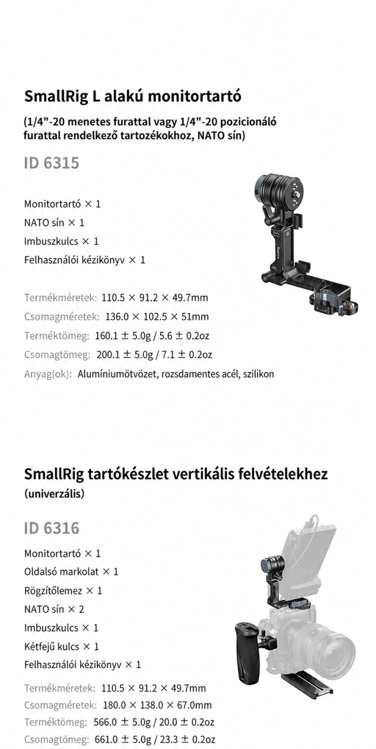 SmallRig Support Kit for Vertical Shooting 6316 – magyar infografika 10