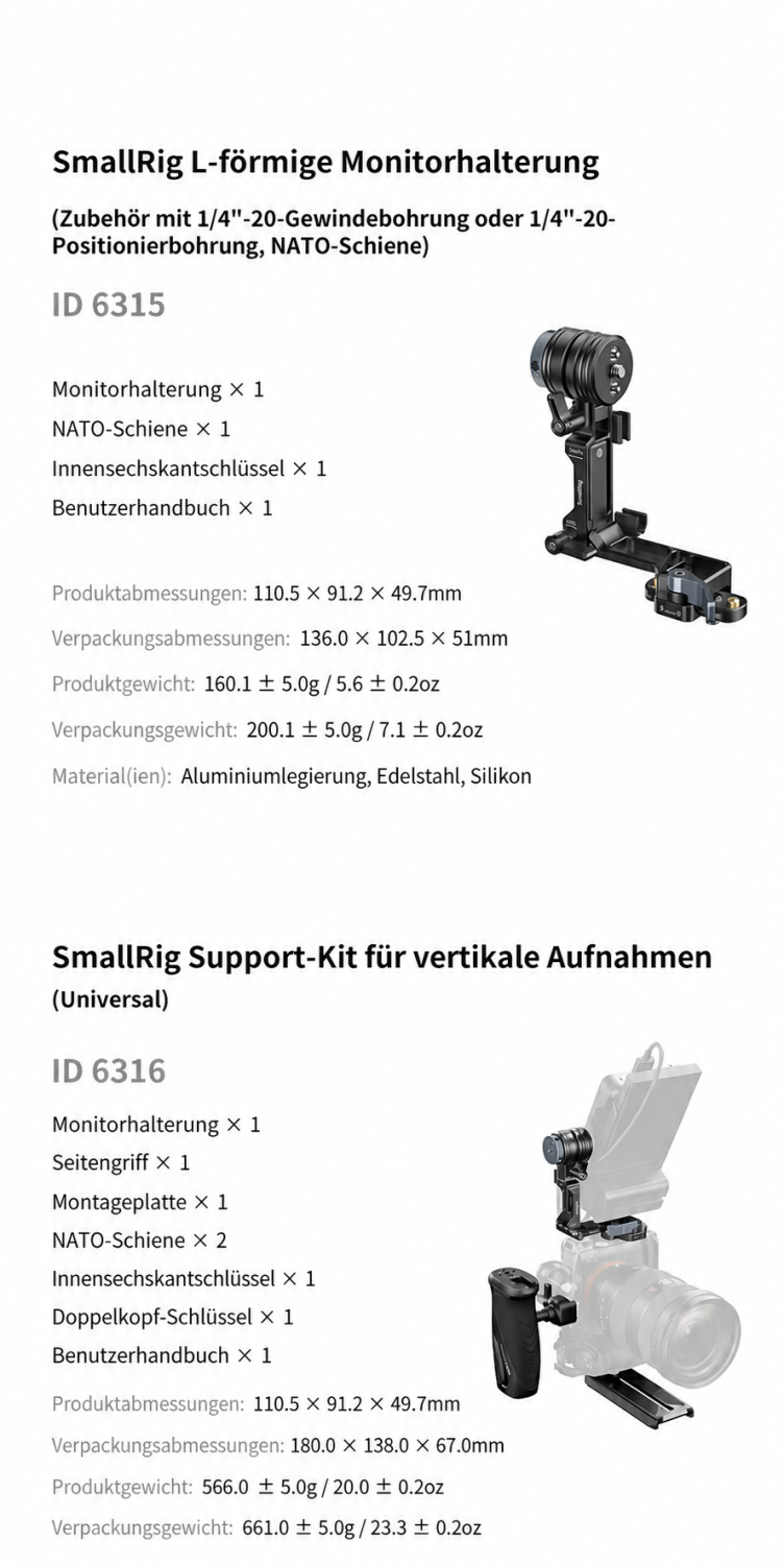 SmallRig Support Kit for Vertical Shooting 6316 – deutsche Infografik 10