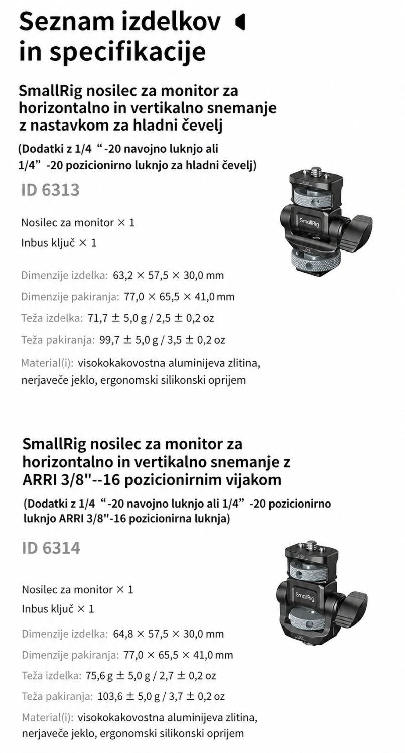 SmallRig Support Kit for Vertical Shooting 6316 – slovenska infografika 9