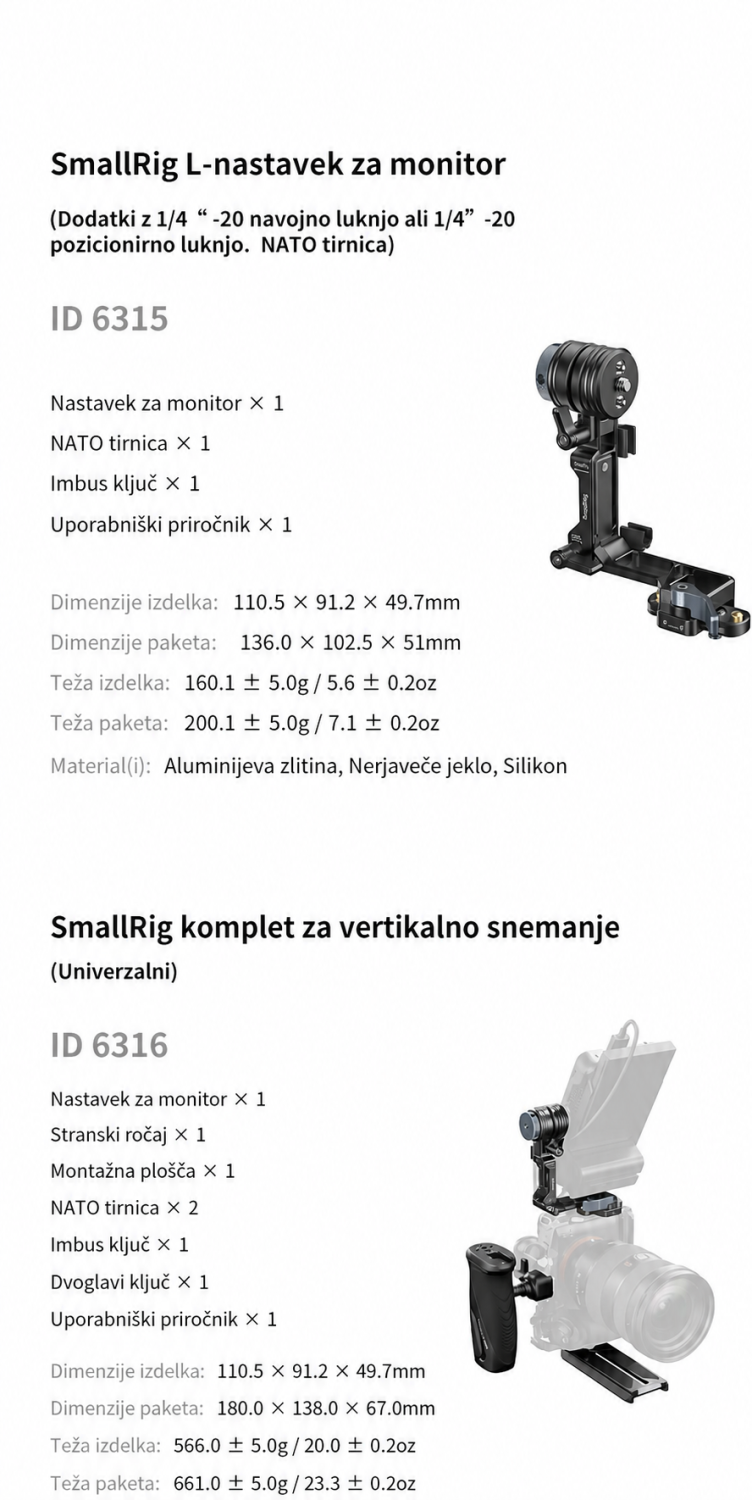 SmallRig Support Kit for Vertical Shooting 6316 – slovenska infografika 10