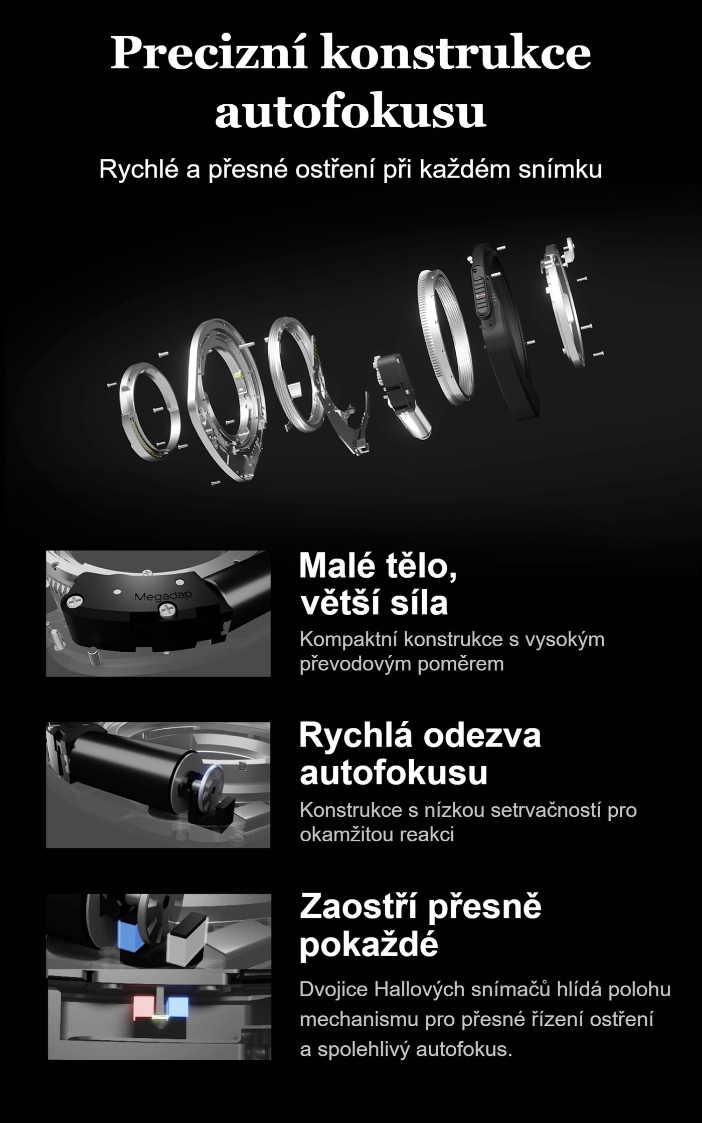 Megadap M2RF – Precizní pohon ostření