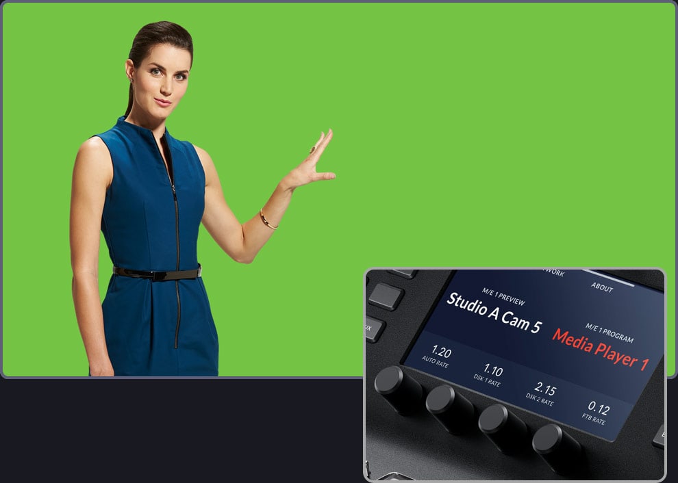 ATEM 1 M/E Advanced Panel 10 – Klíčovače a systémové LCD