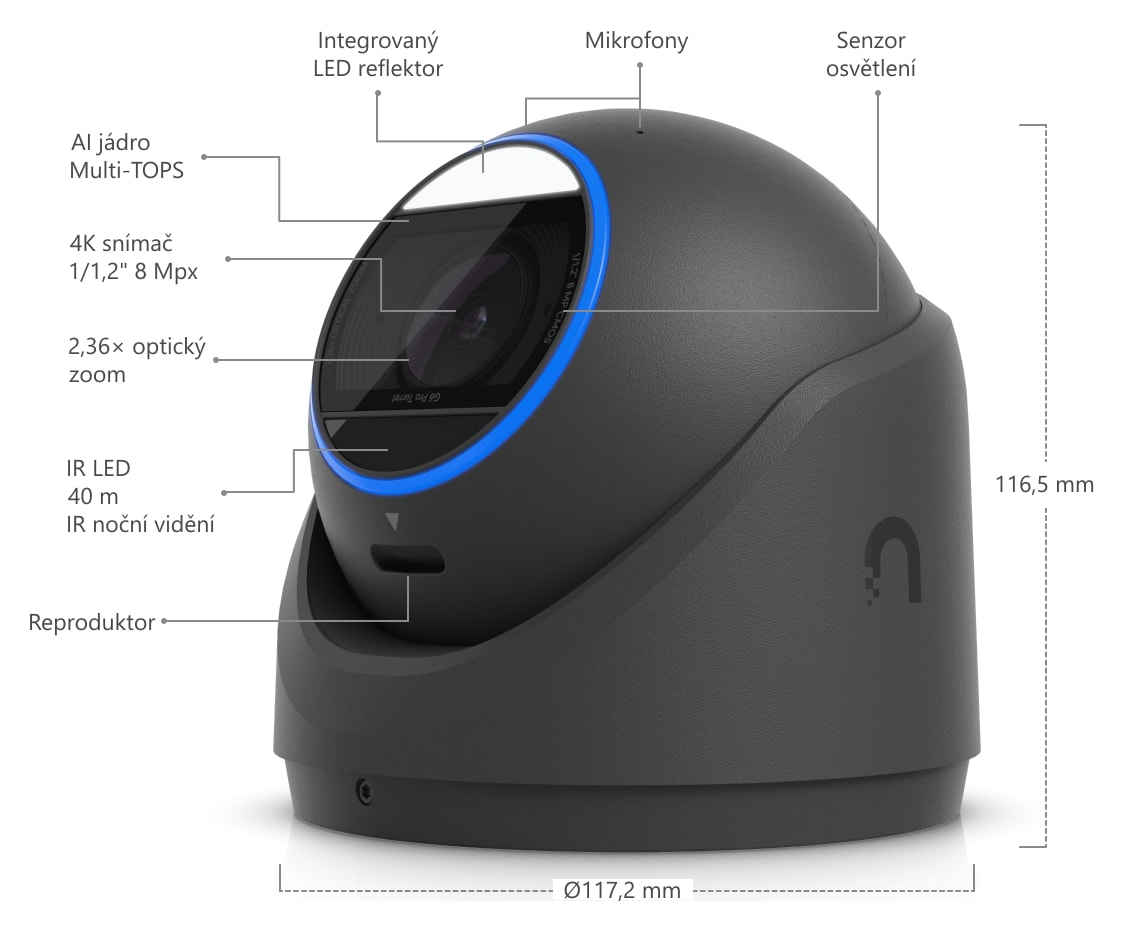 Ubiquiti UniFi Protect G6 Pro Turret, černá – Popis kamery