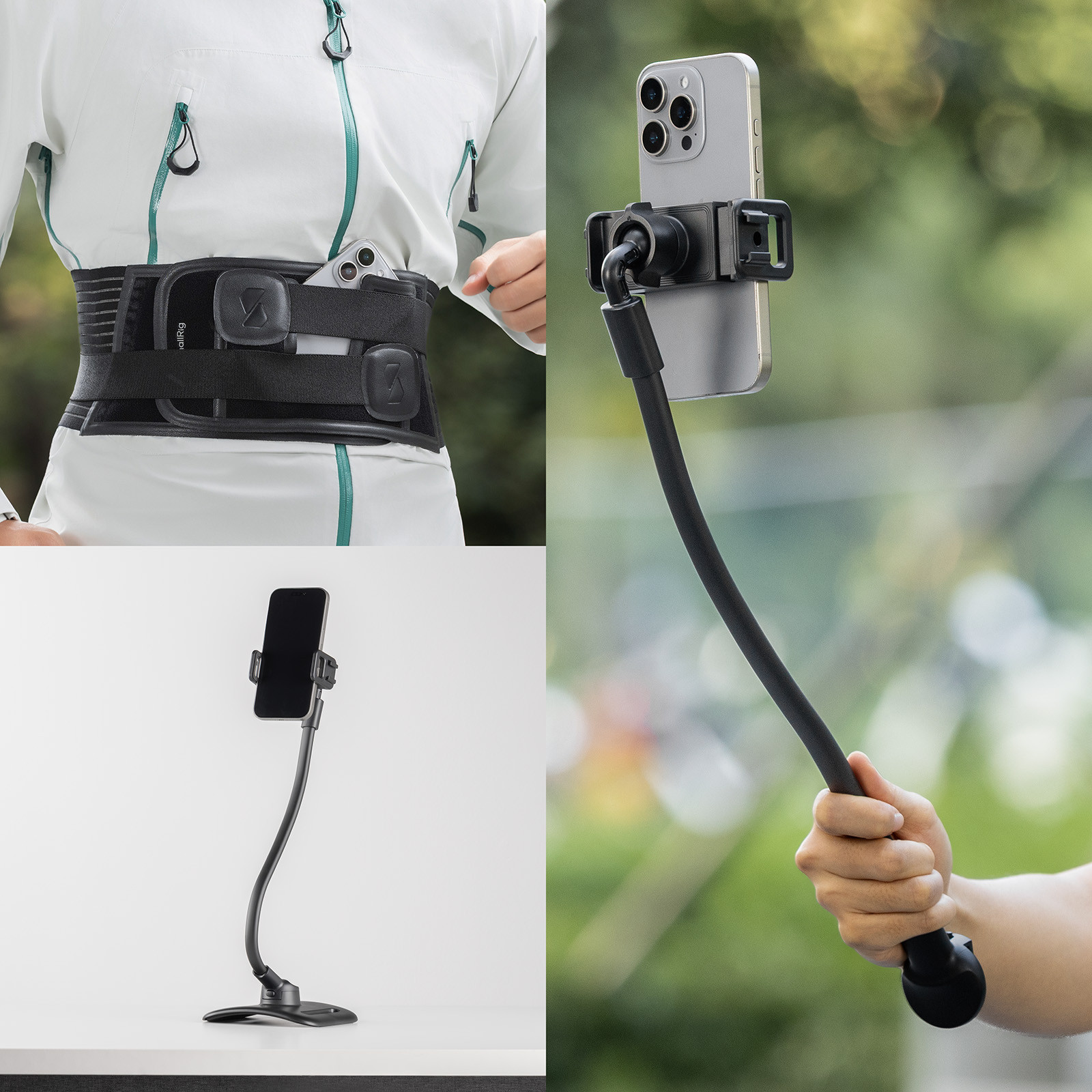 Použití SmallRig WS-W1 na pasu, na stole a v ruce