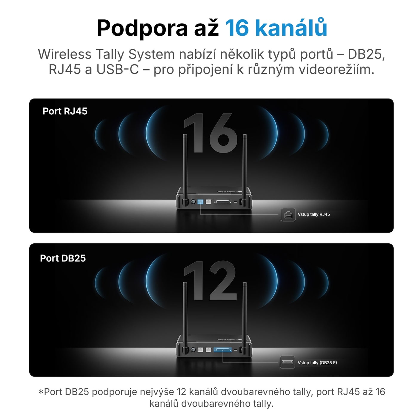 Hollyland HL-TCB06 tally kabel DB25 samec – HDB15 samec – Až 12 kanálů přes DB25