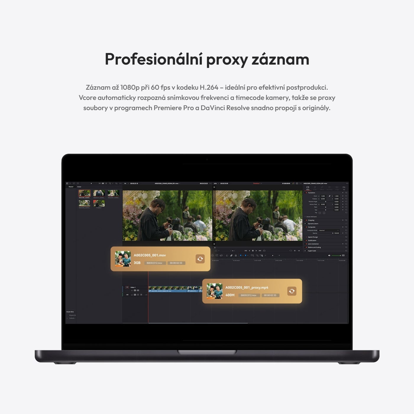 Hollyland Vcore – Proxy záznam pro postprodukci