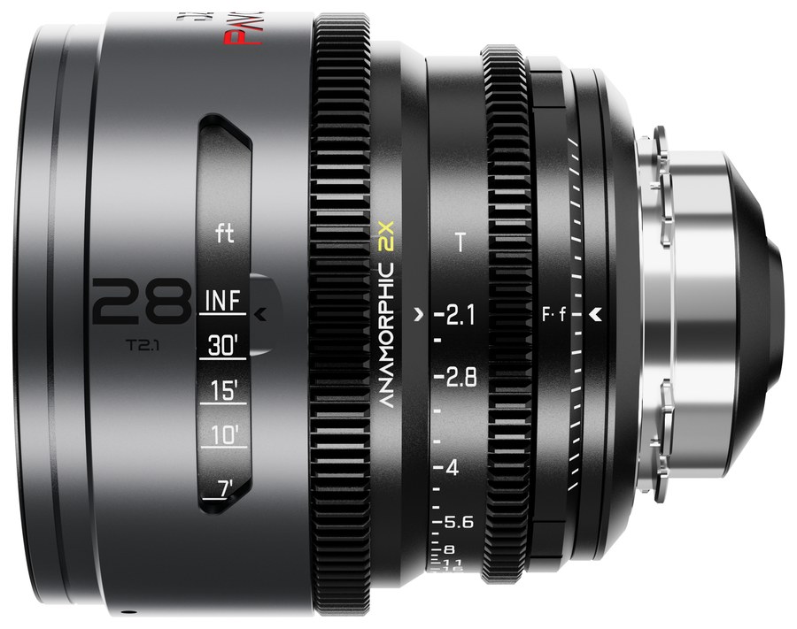 DZOFILM Pavo 28 mm T2,1 anamorfní 2× – Neutral, PL/EF, stopová stupnice – Bajonet PL