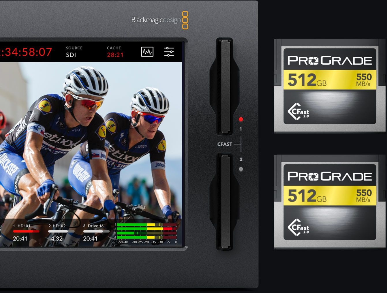 HyperDeck Extreme 8K HDR – Dvě karty CFast pro nepřerušený záznam