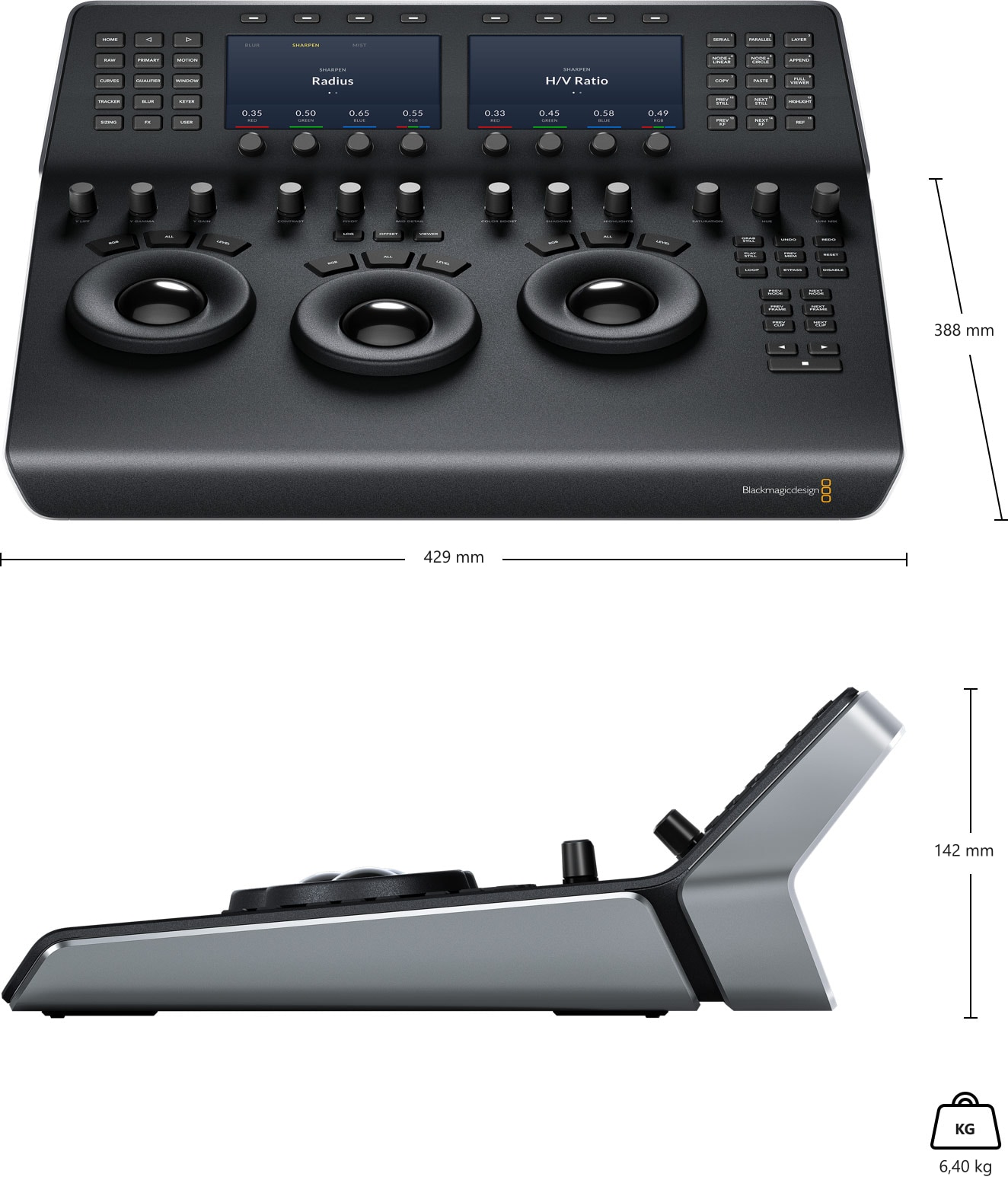 DaVinci Resolve Mini Panel – Rozměry a hmotnost