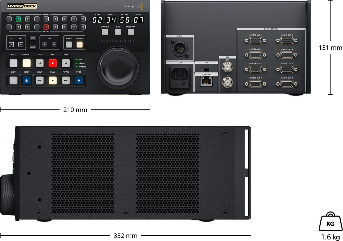 HyperDeck Extreme Control – Rozměry a hmotnost