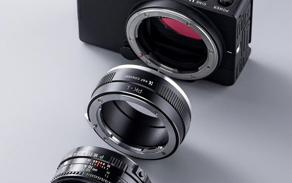 Objektivy Pentax K na těle L-Mount