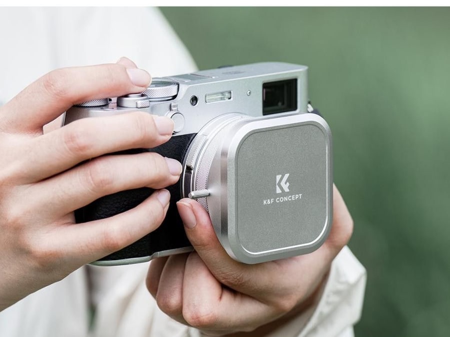 K&F Concept sada UV filtru, sluneční clony a krytky pro Fujifilm X100, stříbrná