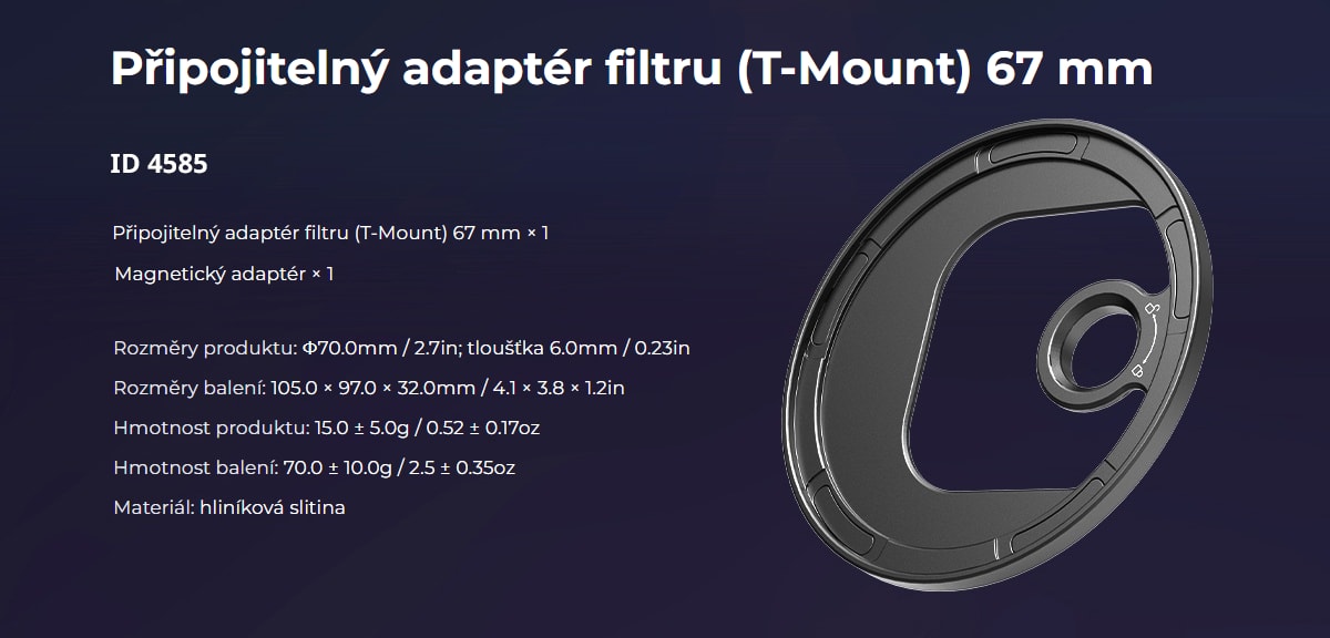 SmallRig 4727 Attachable CPL Filter with M-mount Filter Adapter 67mm