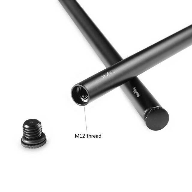 2pcs 15mm Black Aluminum Alloy Rod (M12-40cm) 16inch