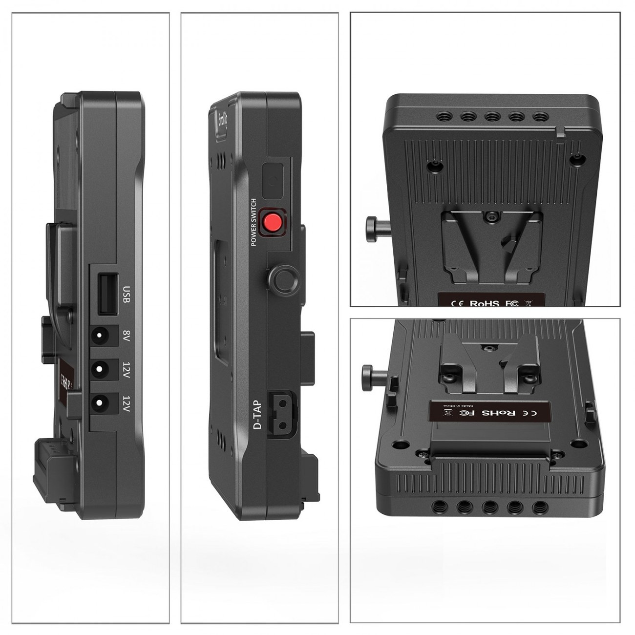 V Mount Battery Adapter Plate with Dual 15mm Rod Clamp