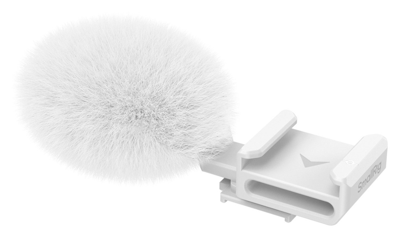 Cold Shoe Adapter with Furry Windscreen (White) for Sony ZV series cameras