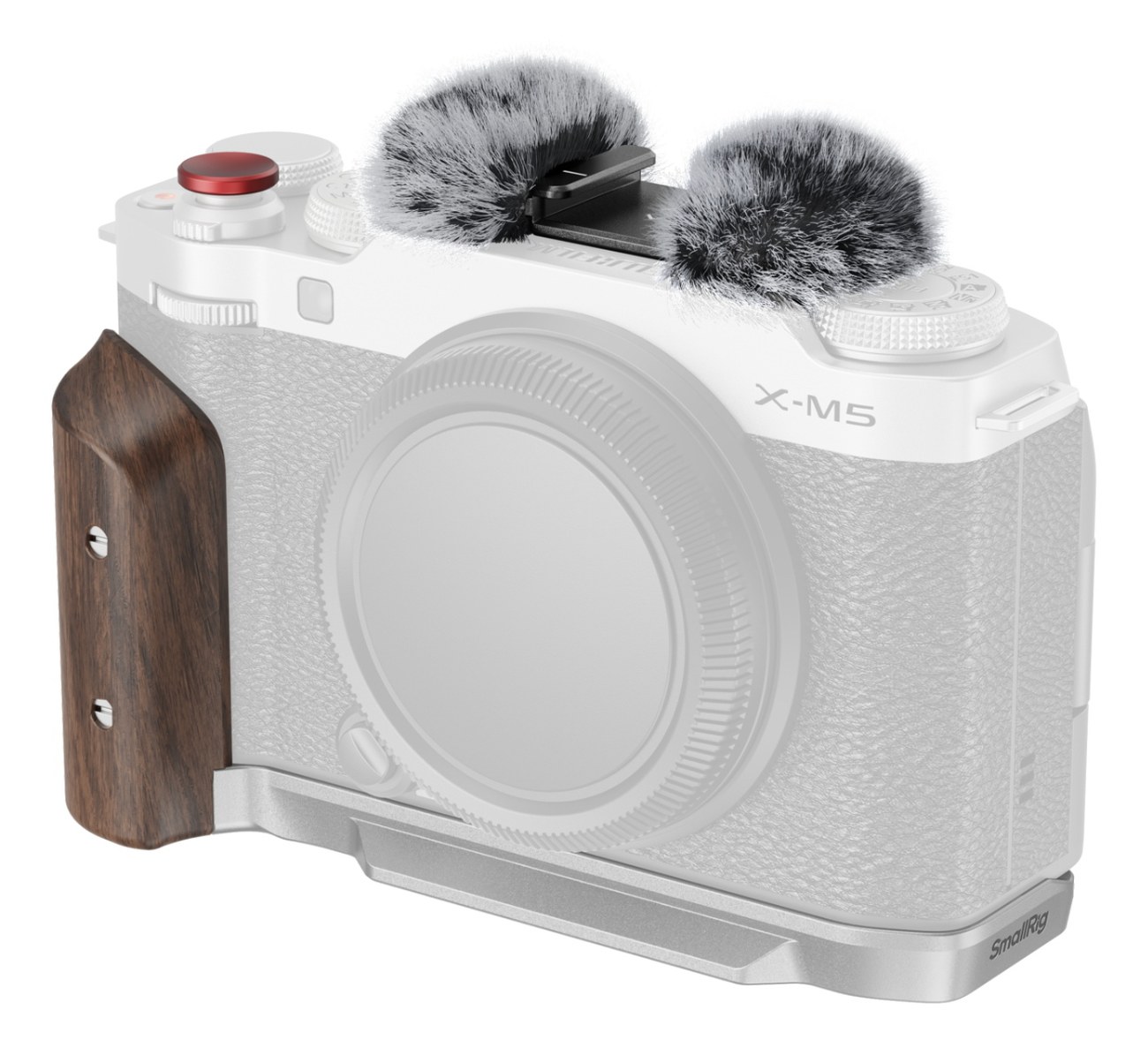 L-Shape Mount Plate with Wooden Handle for FUJIFILM X-M5 (Silver)