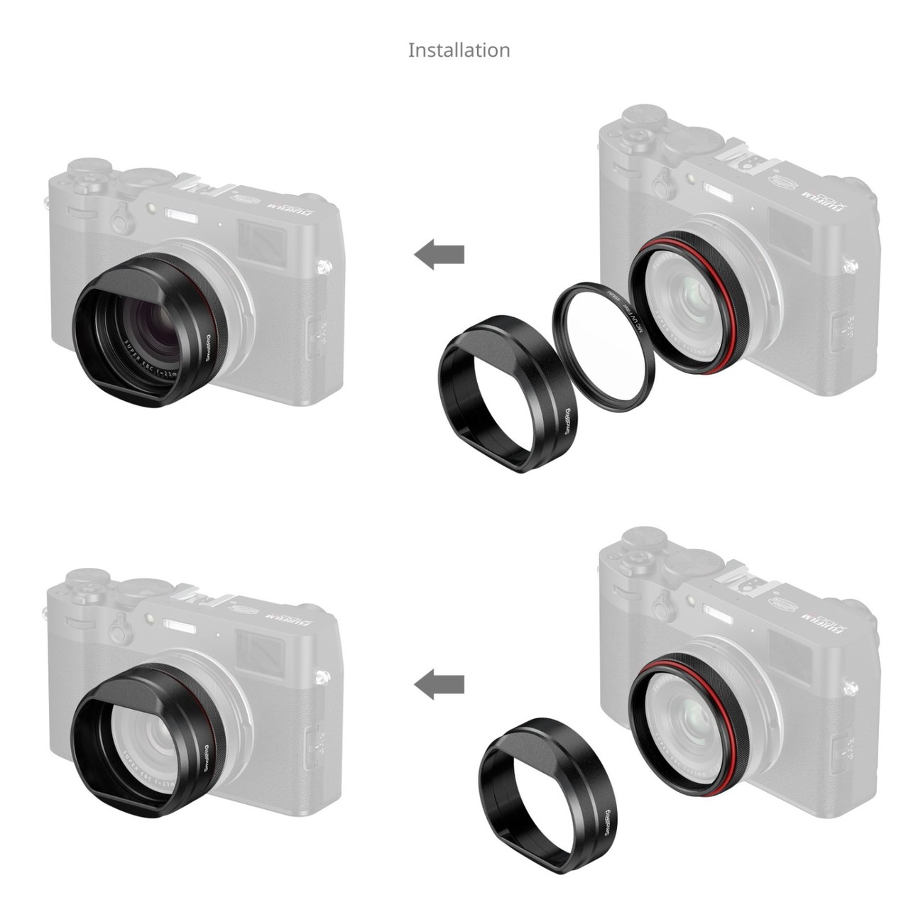 UV Filter with Lens Hood Kit for FUJIFILM X100VI / X100V (Black)