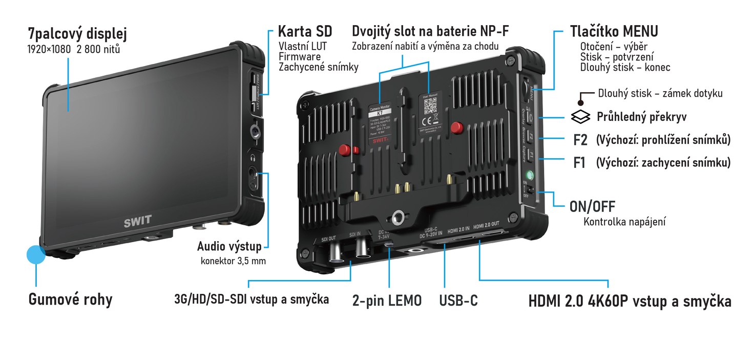 SWIT K7 monitor na kameru