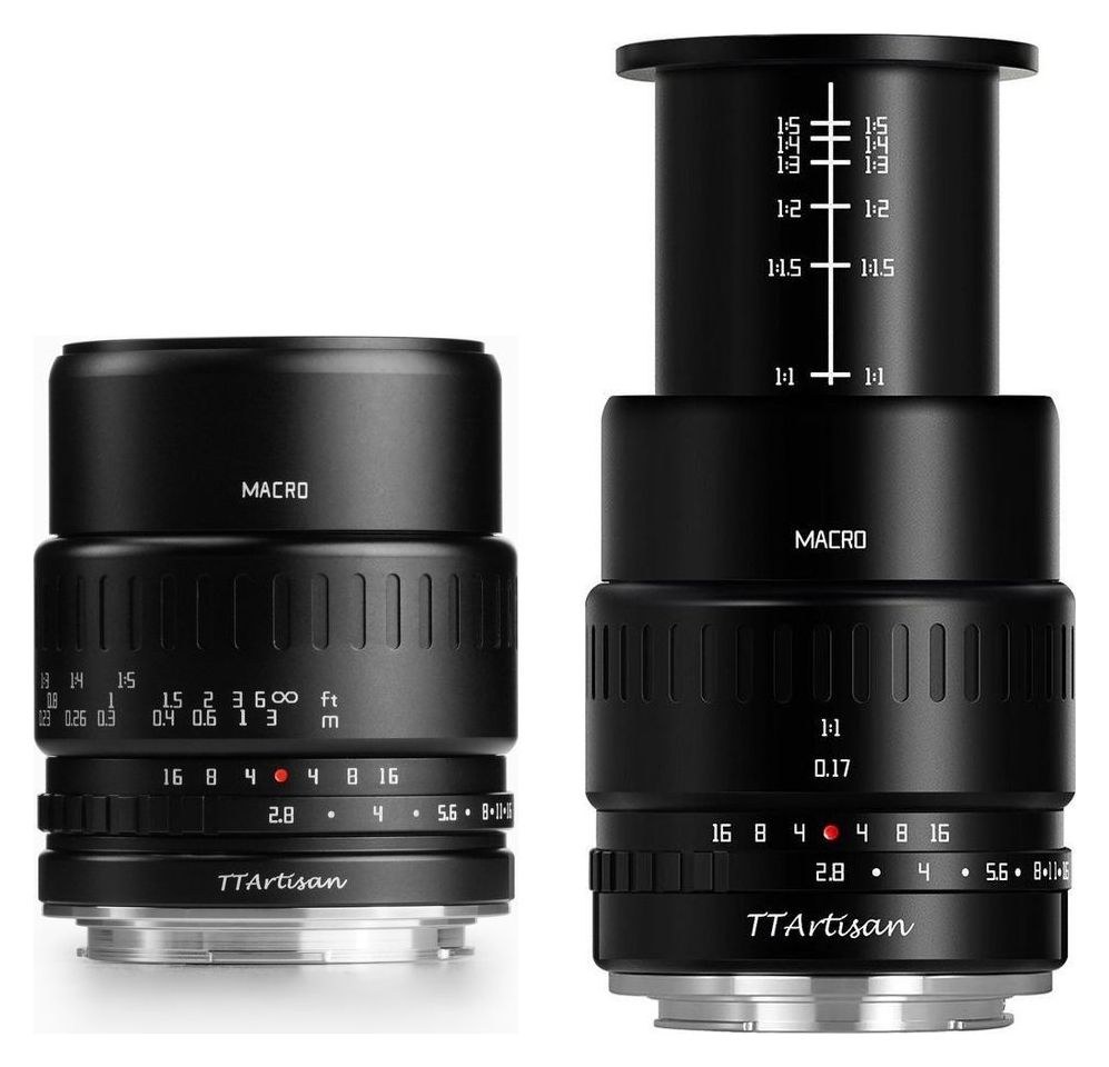 TTArtisan APS-C Macro 40mm F2.8 – Vysouvací tubus se stupnicí zvětšení