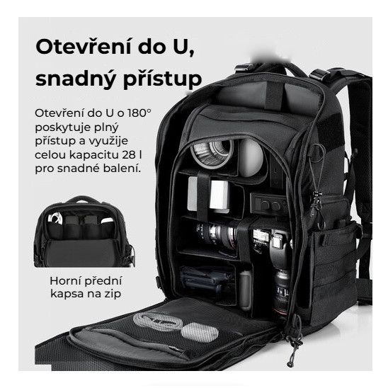 Ulanzi BC007 Tactical Camera Backpack 28L – Clamshell a boční přístup