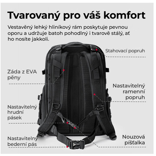 Ulanzi BC007 Tactical Camera Backpack 28L – Pohodlí na dlouhé cesty