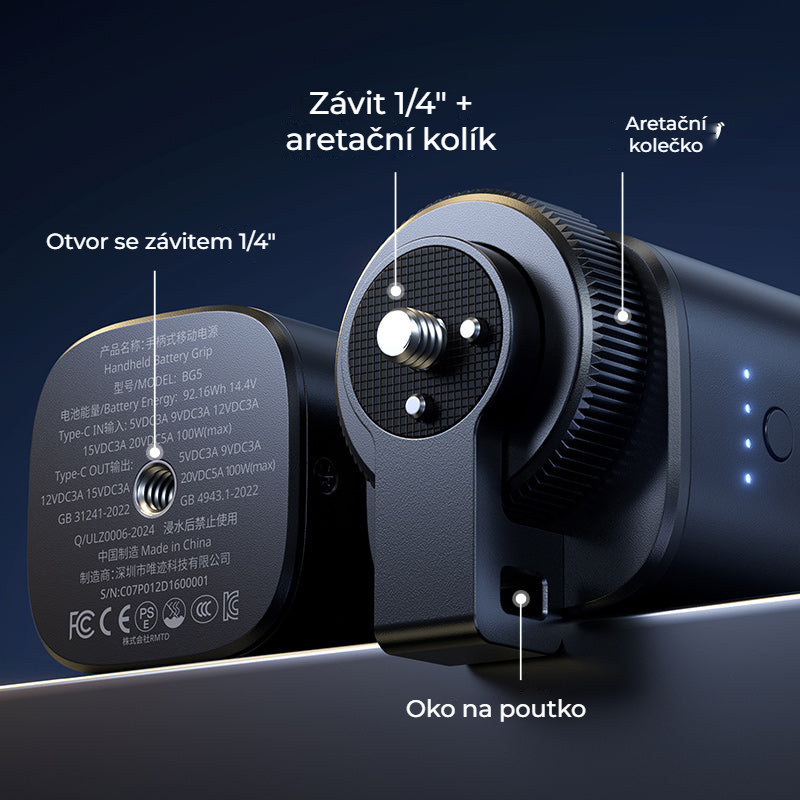 Ulanzi BG5 rukojeť s akumulátorem – Závit nahoře i dole