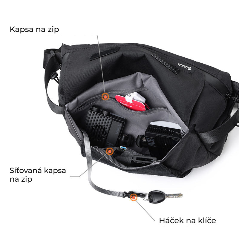 Ulanzi BP11 8L taška přes rameno – Kapsy a poutka na drobnosti