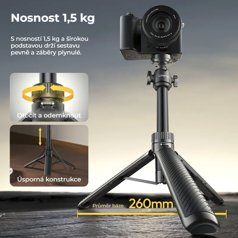 Ulanzi MT90 Cka – Nosnost 1,5 kg a jistý postoj