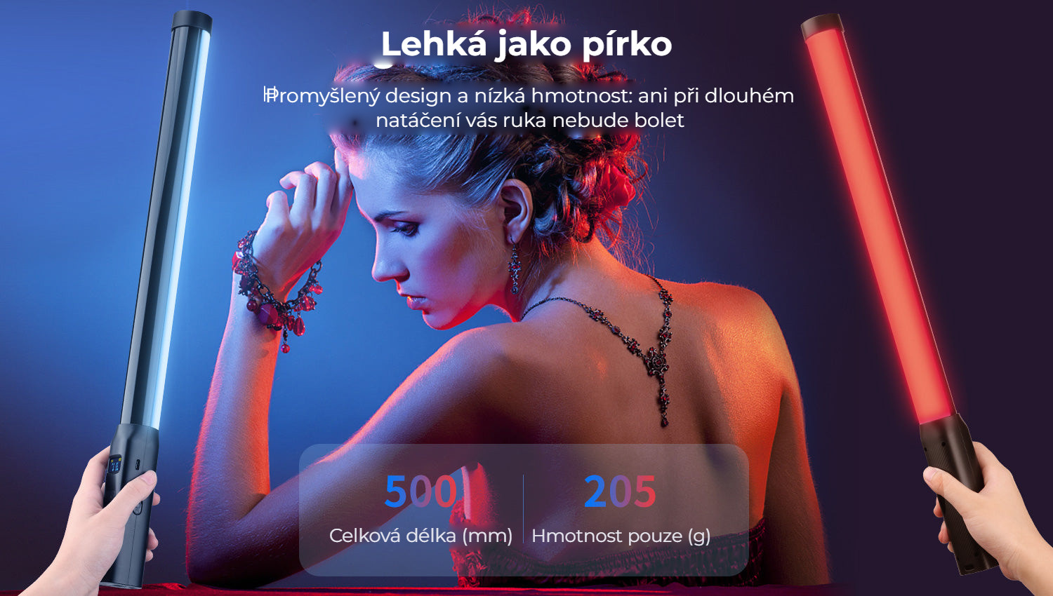 Ulanzi VL119 ruční RGB LED tyč – Lehká jako pírko