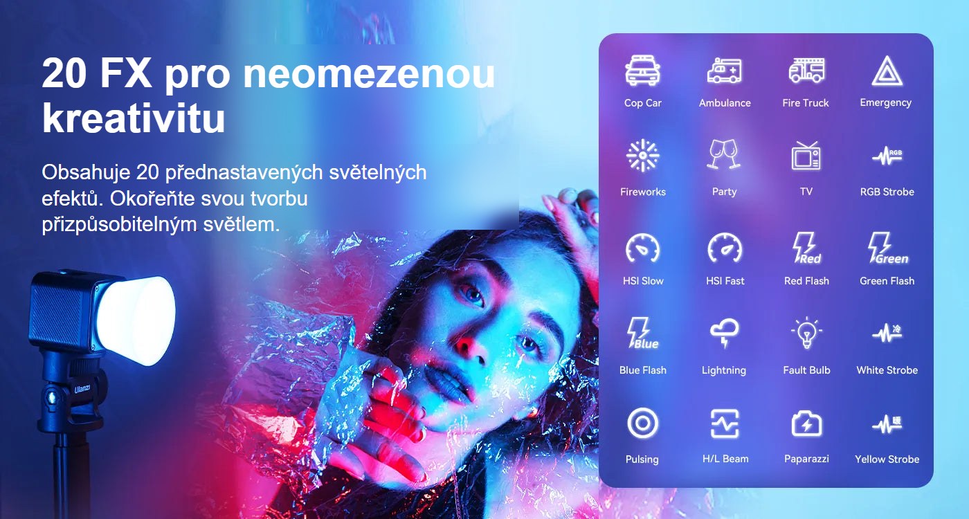 Ulanzi L3 RGB COB Fill Light – 20 efektů pro neomezenou kreativitu