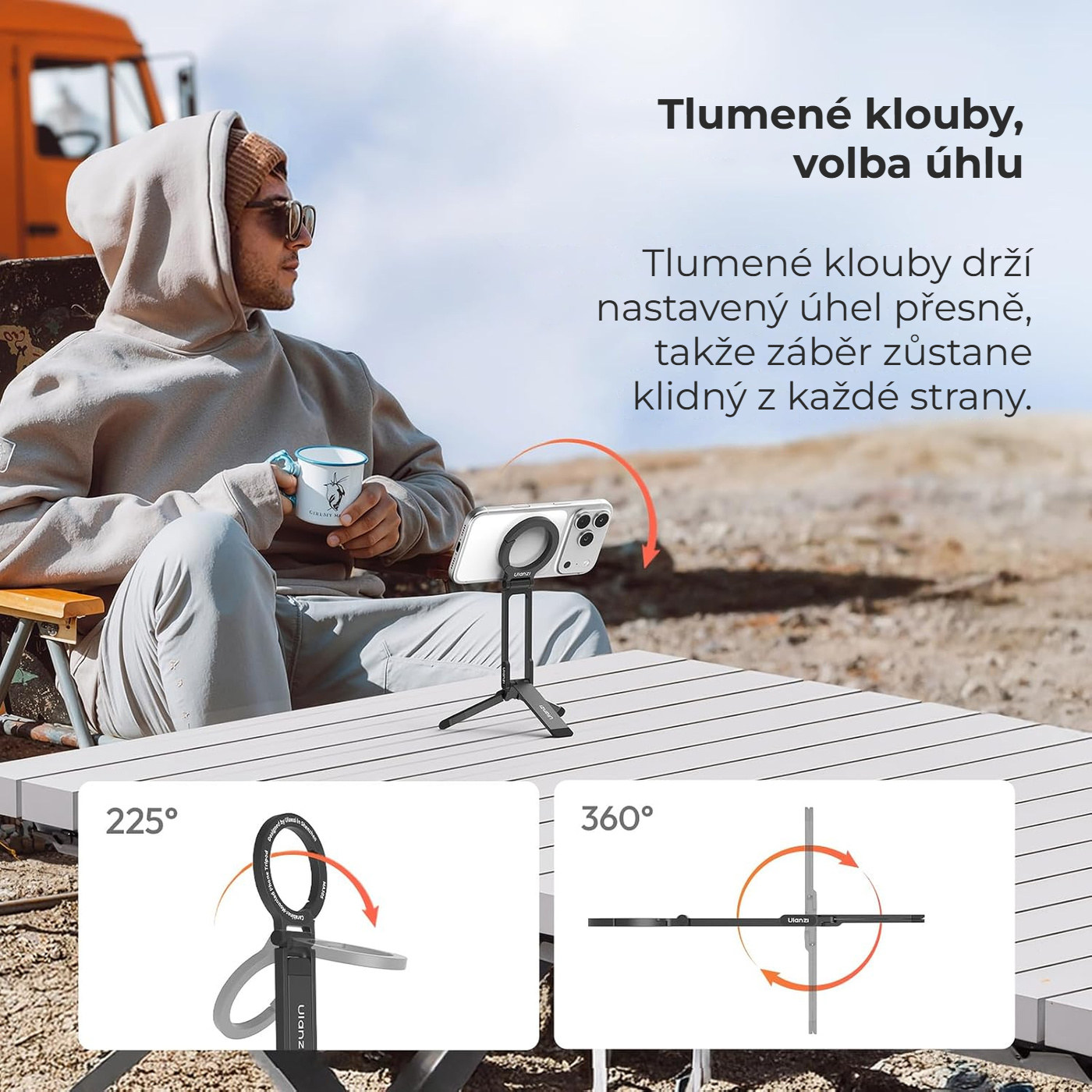 Ulanzi MA30S magnetický ministativ – Tlumené klouby, jistý úhel