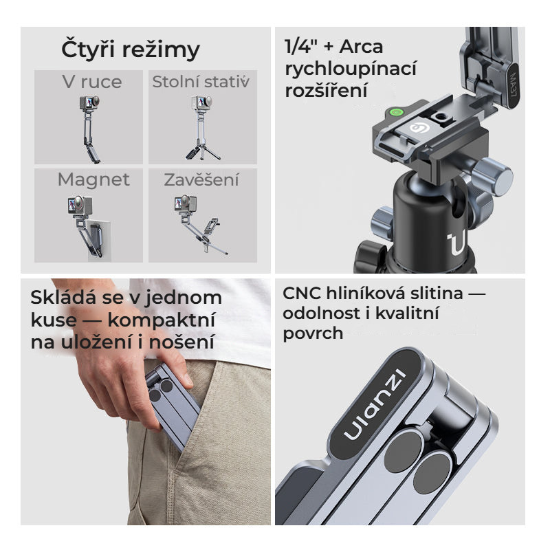 Ulanzi MA37 magnetický ministativ – Čtyři režimy v jednom těle