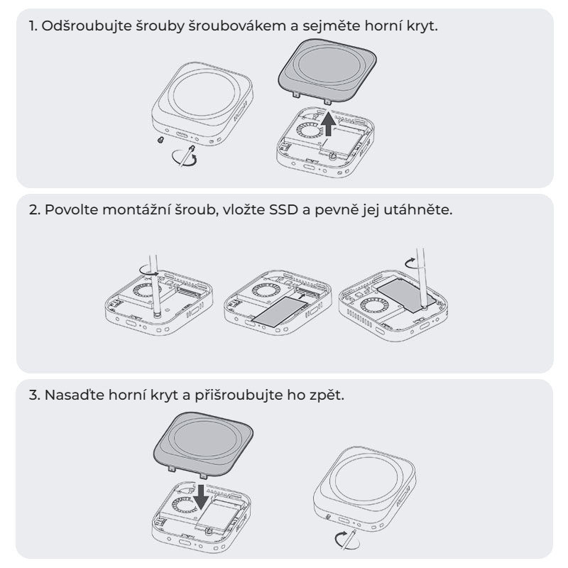 Ulanzi MA55 magnetický SSD box – Montáž disku ve třech krocích