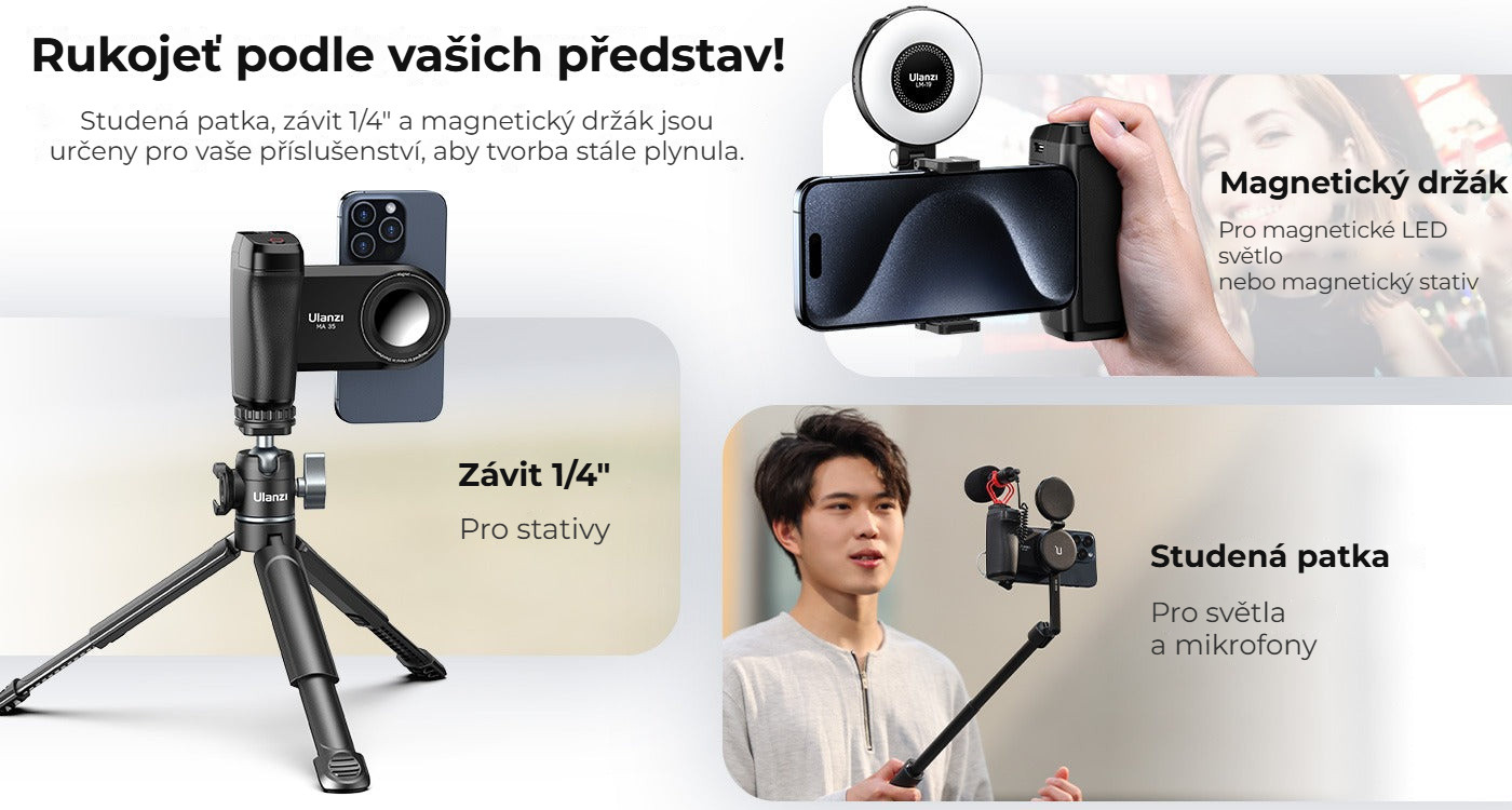 Ulanzi MA35 MagSafe rukojeť pro telefon – Studená patka, závit i magnet