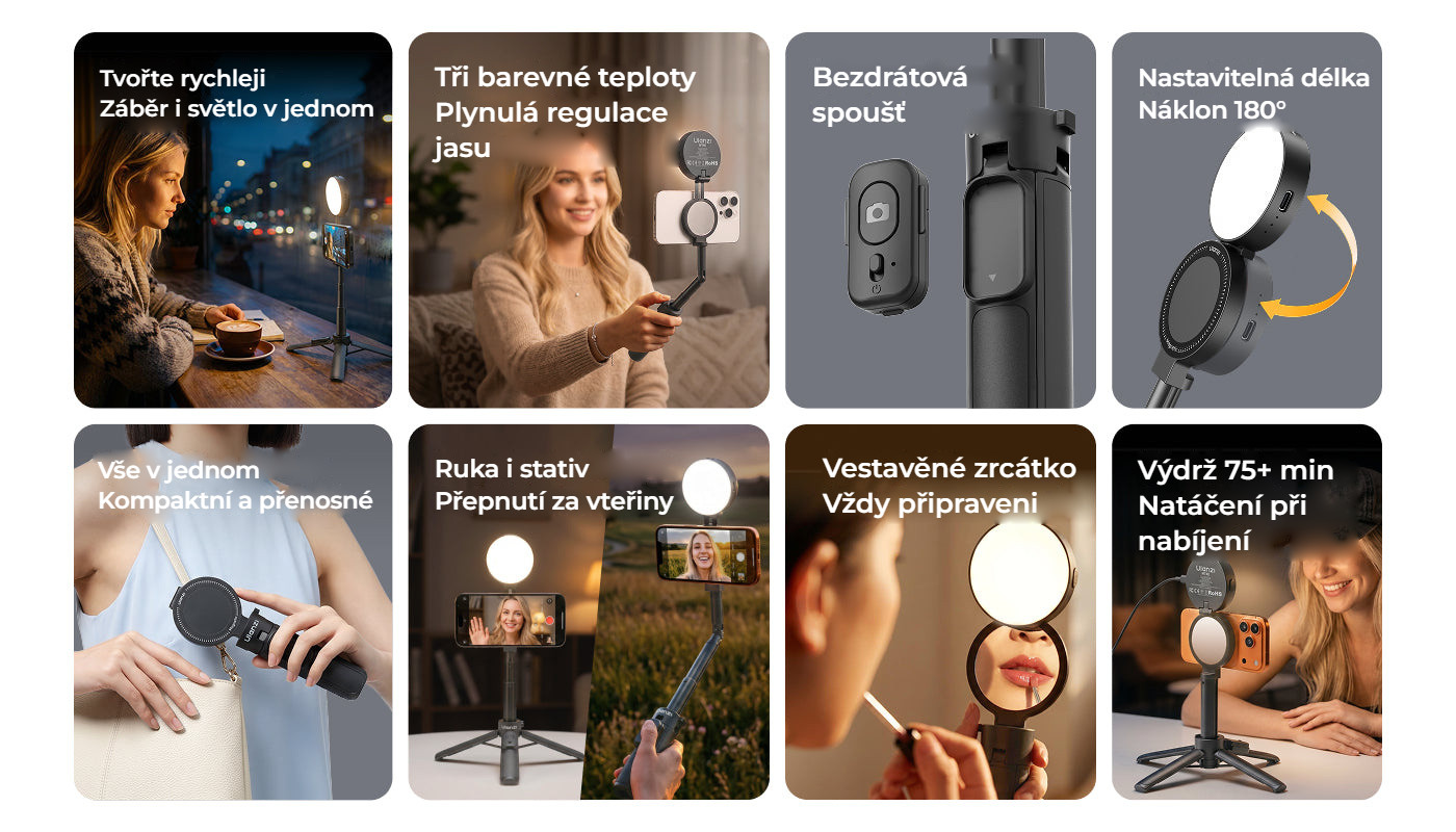 Ulanzi MT40 mini selfie tyč s přisvětlením – Přehled hlavních vlastností